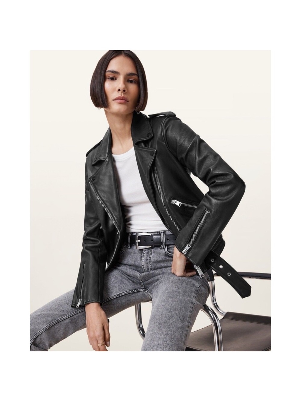 All Saints Black Balfern Leather Biker Jacket